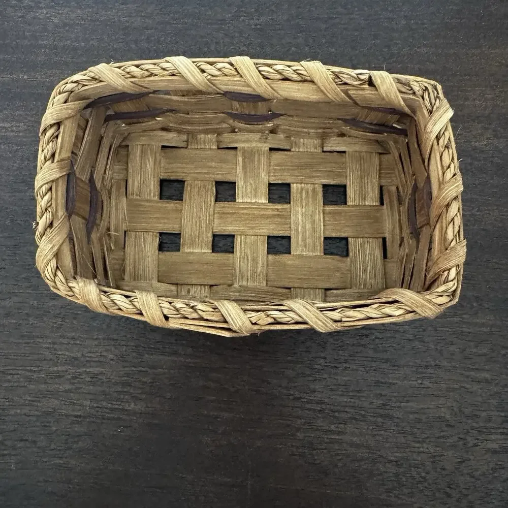 Farmhouse Hand Woven Slat Basket Country Core Hand Painted Apples Folk Art 4